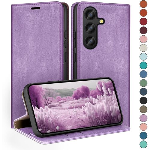 SJZG-Coque Pour Samsung Galaxy S25 Avec Rfid Blocage Etui À Rabat En Cuir De Premium,Fentes Pour Cartes,Coques De Case,Cover À Rabat Pour Samsung S25 Portefeuille Lilas Violet