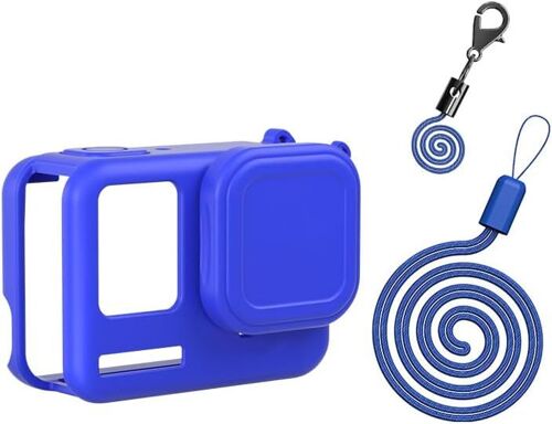 KAL-Coque Housse Silicone Pour Insta360 Ace Pro/Ace Caméra D'Action Etuis Protection Couvercle D'Objectif Sangle Lanyard (Bleu-Pour Ace Pro)