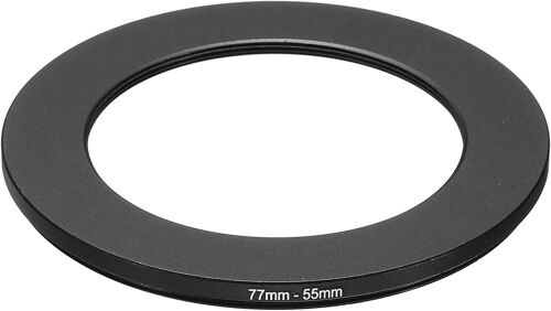 KAL-Bague De Réduction En Métal 77Mm-55Mm, Adaptateur De Filtre D'Objectif D'Appareil Photo En Aluminium Pour Capuchon D'Objectif, Noir