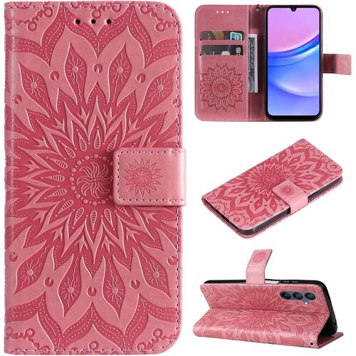 KAL-Coque Pour Samsung Galaxy A16 Cover Flip Portefeuille Protection Housse Fleur Magnétique Clasp Avec Porte-Cartes Kickstand Foldable Rabat Wallet Phone Case Pour Samsung Galaxy A16 Pink Ktt