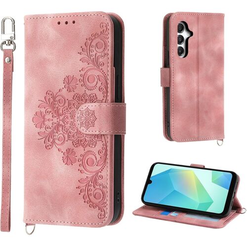 KAL-Coque Pour Samsung Galaxy A16 5G 6.7, 5 Cartes A16/Sm-A166B/Ds Étui De Protection En Cuir Pu De Fleur Style Vintage Pour Housse, Rose