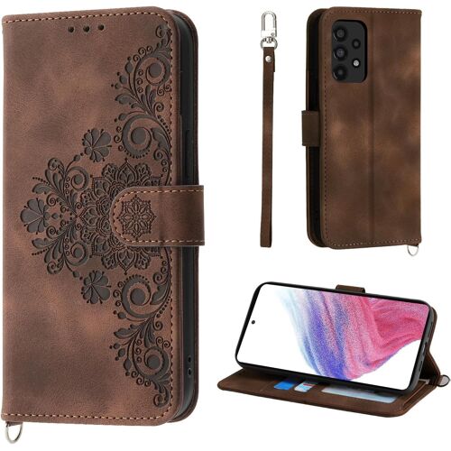 KAL-Fleur Coque Samsung Galaxy A53 5G (2022) 6.5"", Étui De Protection En Cuir Pu De Style Vintage Pour Samsung Galaxy A53 5G (2022) 6.5"", Brun