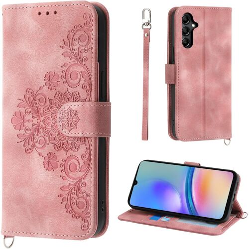 Fleur Coque Samsung Galaxy A05S 4G 6.7"", 5 Cartes ¿¿tui de Protection en Cuir PU de Style Vintage pour Samsung A05S 4G /SM-A057F/DS Housse, Rose