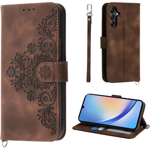KAL-Fleur Coque Samsung Galaxy A35 5G 6.6"", 5 Cartes Étui De Protection En Cuir Pu De Style Vintage Pour Samsung A35 2024 Housse, Brun