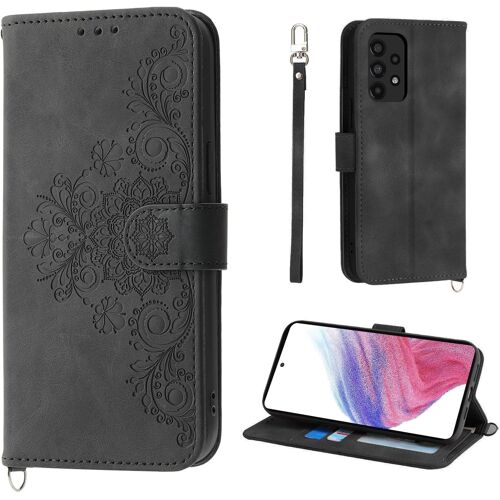 KAL-Fleur Coque Samsung Galaxy A53 5G (2022) 6.5"", Étui De Protection En Cuir Pu De Style Vintage Pour Samsung Galaxy A53 5G (2022) 6.5"", Noir