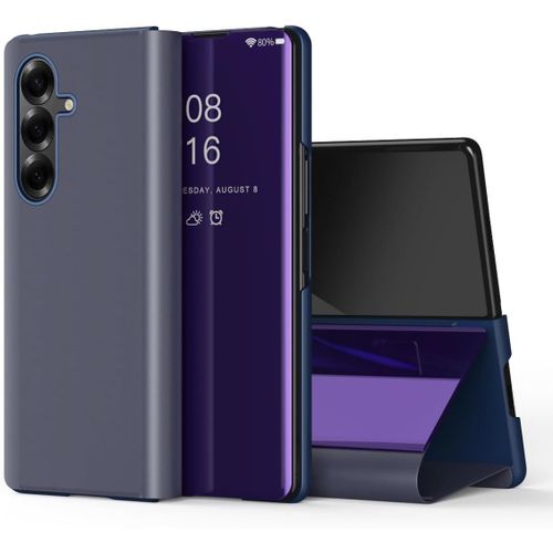 KAL-Coque Pour Samsung Galaxy Z Fold 7 Miroir Housse Coque Etui À Rabat, Mirror Smart View Standing 360° Protecteur Etui Coque Pour Samsung Z Fold 7 5G. Flip Mirror: Purple