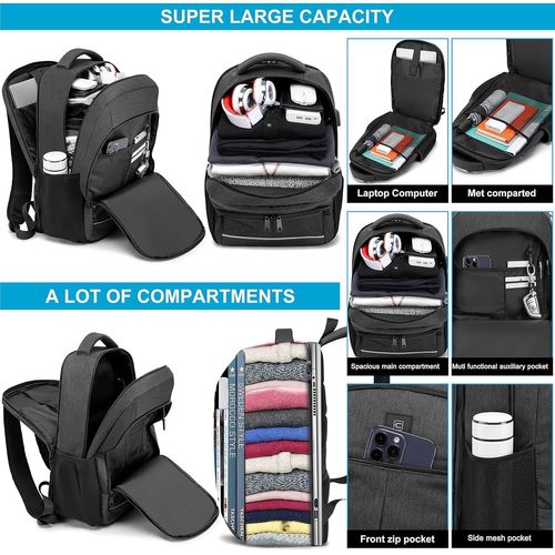 Sac À Dos Pour Ordinateur Portable,Tsa Sacoche Pour Ordinateur Portable De Voyage Pour Hommes, Sac À Dos D'Affaires Mince Avec Port De Chargement Usb