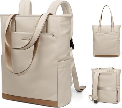 acdsgd-Sac à Dos Ordinateur Portable Femme 16 Pouces, Elegant Antivol 2 en 1 Sac à Main à Bandoulière Sac a Dos PC Portable pour College Loisir Voyage Affaire Travail, Abricot