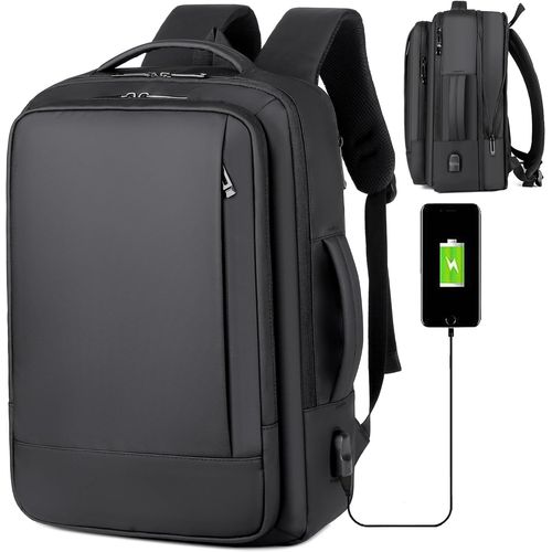 KALANKA-- Sac à dos de voyage porte-PC extensible pour homme valise bagages à main étui portable jusqu'à 15,6 pouces avec recharge USB travail école noir Z28, Noir