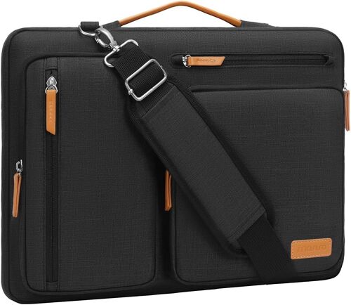 Sacoche Ordinateur Portable 13,3 Pouces,Sacoche Pc Portable 13-13,3 Pouces Compatible Avec Macbook,Hp,Dell,Sac Ordinateur Sac Messager Côté Ouvert Avec 4 Poches Zipper&Poignée,Noir