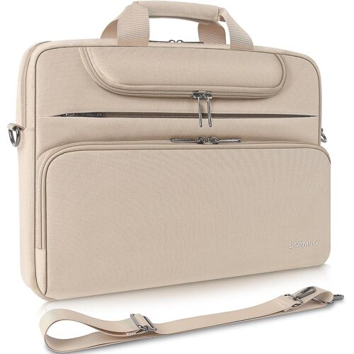 acdsgd-Sacoche Ordinateur 17 Pouces Résistant à l'Eau Pochette PC Portable Sac à Bandoulière Homme Femme Business pour 17-17.3"" Notebook/Dell/Lenovo/Acer/HP/MSI/ASUS, Beige