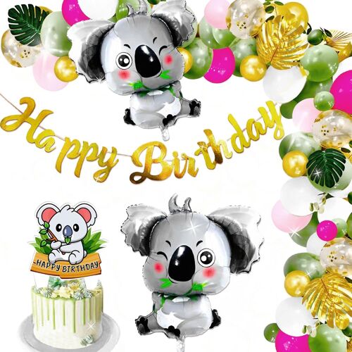 Décorations D'Anniversaire Koala - Fournitures De Fête Avec Ballon Et Bannière