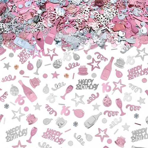 Confettis de Table Happy Birthday - 16th Or Rose Confettis Paillettes Confetti D¿¿coration de confettis pour Anniversaire Mariage F¿ºte