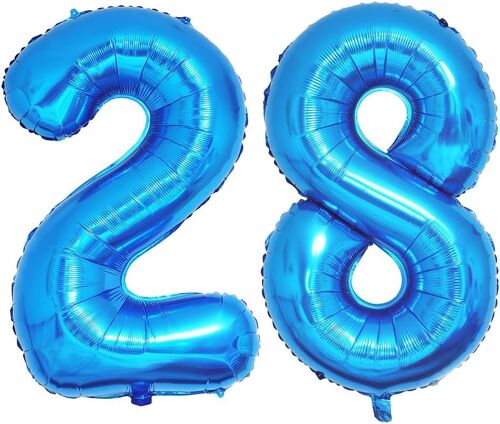 SJZG-40 Pouces Foil Ballons Chiffre 28/82 Bleu (101Cm), Gonflable Hélium Ou Air, Géant Numéro 0-9, 10-29, 30-100, Grand Ballons Pour Mariage, Décoration De Fête D'Anniversaire