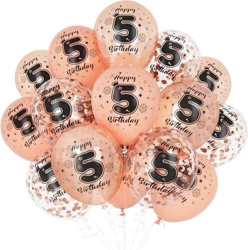 Ballons 5E Anniversaire, Décorations D'Anniversaire 5 Ans Pour Filles, Happy Birthday Or Rose 5 Anniversaire Ballons Décoration Pour Anniversaire Fête Fournitures