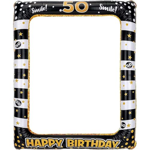 ERYI-Cadre Photo Gonflable - Or Noir - Accessoire De Bateau - Pour Femme Et Homme - Décoration De Fête D'Anniversaire (Or Noir, 50)