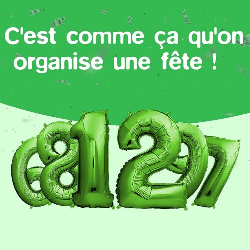 CAUC-® Ballon Anniversaire 12 ans Vert - 101 CM Ballon Chiffre - Deco Kit Anniviersaire Garçon - Happy Birthday Decoration - Ballon Joyeux Anniversaire - Vole Grâce à l'Hèlium