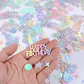 Confetti d'Anniversaire Irisé 280 Pièces - Décoration de Fête en Papier pour Bricolage et Artisanat