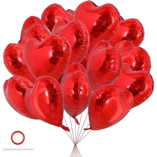 SJZG-Lot De 30 Ballons Rouges De 45,7 Cm En Forme De Coeur Pour La Saint-Valentin, Un Mariage, Une Fête Prénuptiale, Un Anniversaire De Mariage, Des Fiançailles