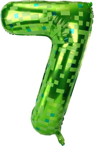Pixel Ballon Chiffre Vert, 101Cm Grand Ballon En Aluminium Vert À Pixel Pour Anniversaire Décorations De Fête Pour Fête Thématique De Jeu D'Anniversaire (7)