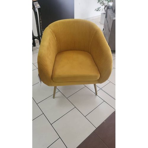 Superbe Affaires Fauteuil Velours Jaune Or