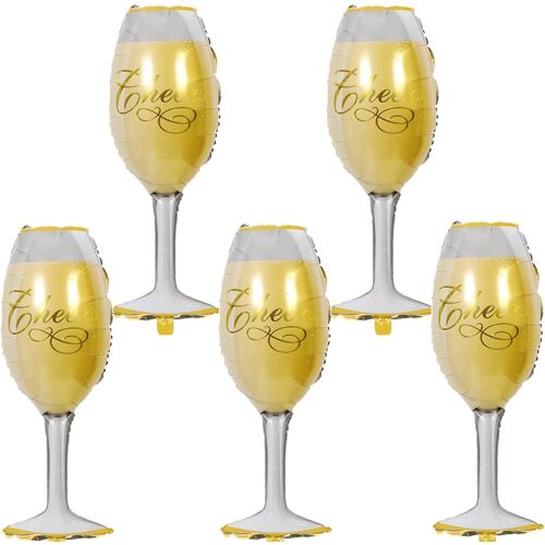 Sjzg-Décoration De Ballon Bouteilles De Vin, 5 Pièces Géant Ballon Bouteille De Champagne Ballon D'hélium En Verre De Vin Décoration De Bière Pour Mariage Décoration De Fête Anniversaire