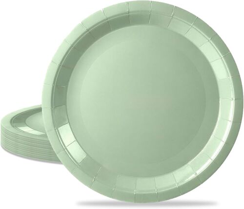 Sjzg-16 Pièces Vert Sauge Assiette Pour Fête Anniversaire,9 Pouces/23cm Vert Sauge Papier Assiette Dessert Plateau Vaisselle Pour Décoration Anniversaire Homme Femme