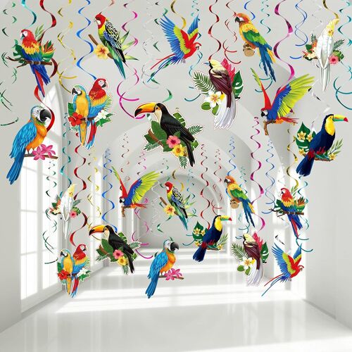 Mevronisshop-30 Pièces Décoration D'oiseaux Suspenduede Plafond Tropicale Hawaïenne Pour Fête Tiki /De Perroquet Toucan Été Luau Plage Piscine Mariage Anniversaire