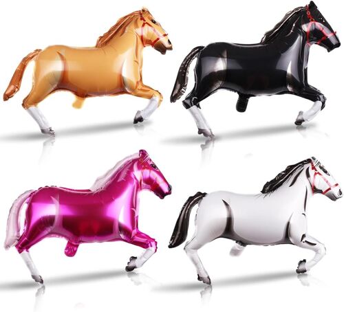 CAUC-Lot de 4 ballons en aluminium en forme de cheval, décorations d'anniversaire d'enfants, ballons géants pour anniversaires, baby showers, décorations de fêtes avec animaux
