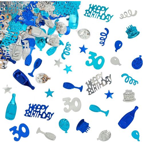 Confettis Anniversaire 30 Ans - Paillettes et D¿¿coration de Table pour Anniversaire, Mariage, F¿ºte (Bleu, Argent)