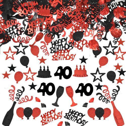 40e Anniversaire Confettis,40 Anniversaires Paillettes Confetti,40 Happy Birthday Anniversairei D¿¿coration de Table 40 ConfettisDeco Anniversairess 40 Confetti Decoration Noir et rouge