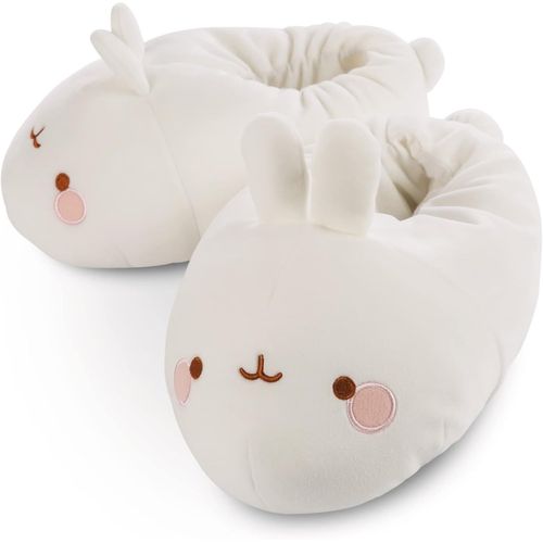 Bnhgc-Chaussons Peluches Molang Taille 38-41 (L) ¿ Chauds, Moelleux, Chausson En Peluche Avec Semelles Antidérapantes Pour Garçons, Filles, Adultes ¿ Pantoufles Peluches ¿ Blanc
