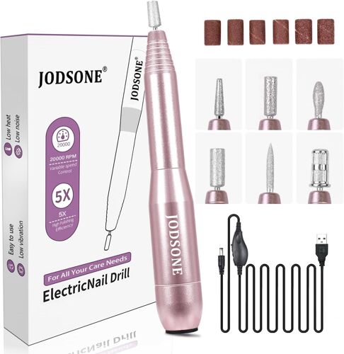 Ponceuse Pour Ongles Professionnel 20000 Tr/Min, 6 En 1 Lime A Ongle Electrique Sans Fil, Travail Silencieux Efficace Avec 6 Forets De Rechange Pour Les En Acrylique Et En Gel 