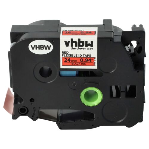 vhbw Ruban compatible avec Brother PT H500LI, H500, P700, P750 imprimante d'étiquettes 8m x 24mm Noir sur Rouge, flexible, laminée