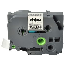 vhbw Ruban compatible avec Brother PT E500VP, E500, D800W imprimante d'étiquettes 8m x 24mm Noir sur Transparent, flexible, laminée