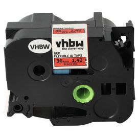 vhbw Ruban remplacement pour Brother TZFX461, TZeFX461, TZE-FX461 pour imprimante d'étiquettes 8m x 36mm Noir sur Rouge, flexible, laminée