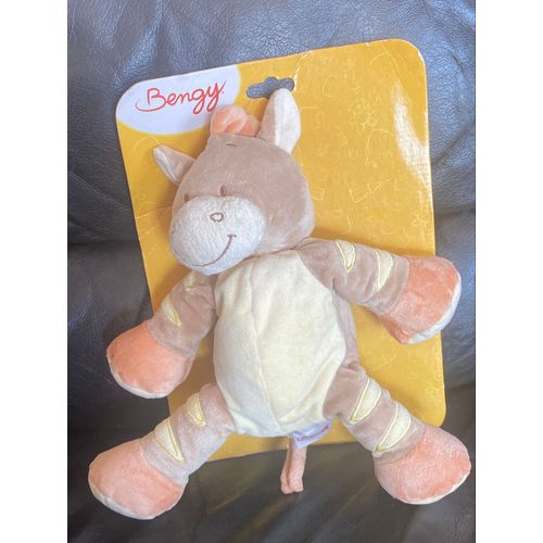 BENGY DOUDOU ZEBRE ÉCRU MAUVE JAUNE ORANGE 30CM