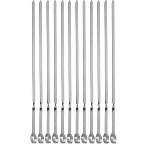 Brochette Plate En Métal De 14 Pouces De Long, Bâtonnets En Acier Inoxydable Réutilisables