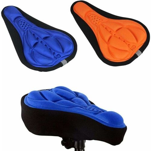 Paquet De 2 Housses De Selle De Vélo, Housses De Selle De Vélo En Gel 3d Épaissi, Accessoires D'équipement De Vélo (Orange, Bleu)