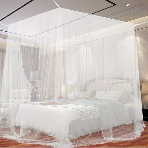Moustiquaire De Lit, Baldaquin Intérieur Et Extérieur Pour Lits Simples Et Doubles ¿ Blanc (190 X 210 X 240 Cm)