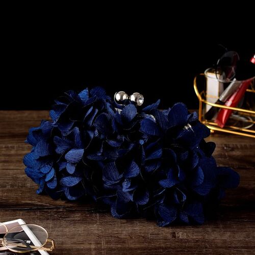 (Bleu) Pochette de soirée pour femme Sac à main de soirée à fleurs Sac à bandoulière en chaîne pour mariage pour femme Sac à main