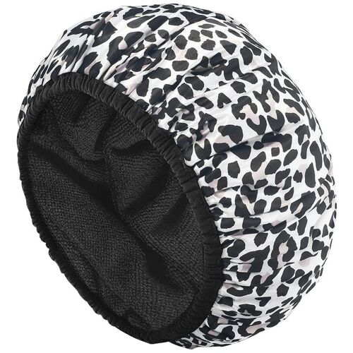 Bonnet De Douche (Léopard), Bonnet De Bain Extra Large À Triple Couche Avec Fonction Cheveux Secs Pour Femmes, En Tissu Éponge Microfibre, Satin Soyeux, Imperméable, Réutilisable, Pour Cheveux Longs 