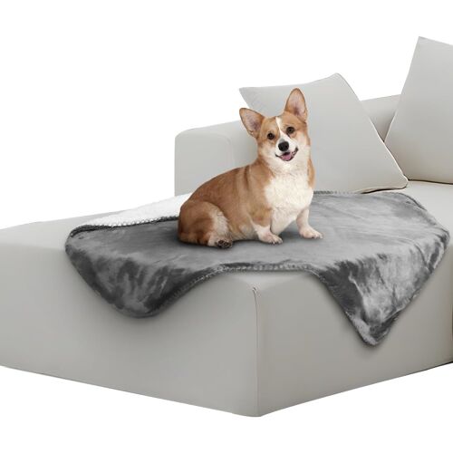 Gris Imperméable pour Chien Couverture (75×100 cm), Moelleux et d'Urine Preuve Animaux de Couverture, Adapté pour le Canapé-Lit de Protection, Double Face Cachemire Machine Pet Couverture, Meubles de Protection Pad