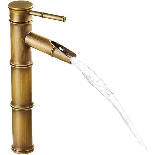 Robinet de cuisine et salle de bain en bambou, style vintage, en bronze antique, pour lavabo d'hôtel, en cuivre (sans tuyau)