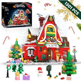 Santa de Noël Maison en pain d'épice Blocs de Construction Ensemble, 1301 Morceaux de Jouets de Noël Ensemble, Cadeau Idéal pour les Garçons et les Filles de 6 à 12