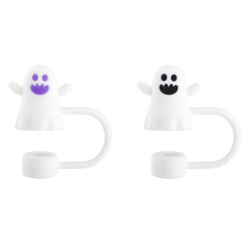 Lot De 2 Couvercles Anti-Poussière Pour Pailles À Boire, Motif Dessin Animé Halloween, Pour Gobelets
