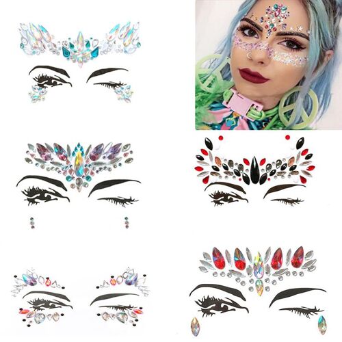 Autocollant pour le visage, paillettes de pierres précieuses 28