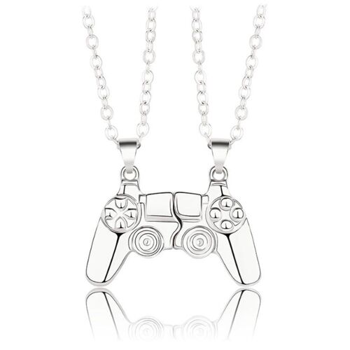 Colliers Magnétiques Pour Couple Avec Manettes De Jeu - 1 Paire De Colliers Argentés