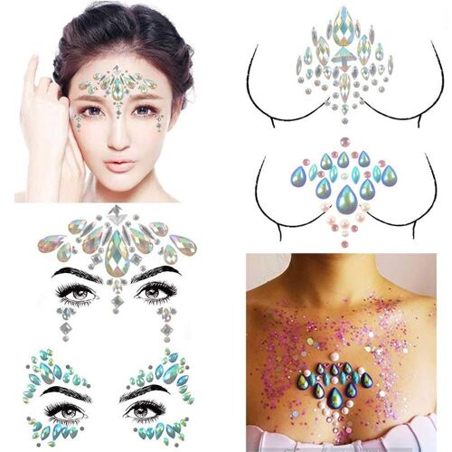 Autocollant pour le visage, paillettes de pierres précieuses 25