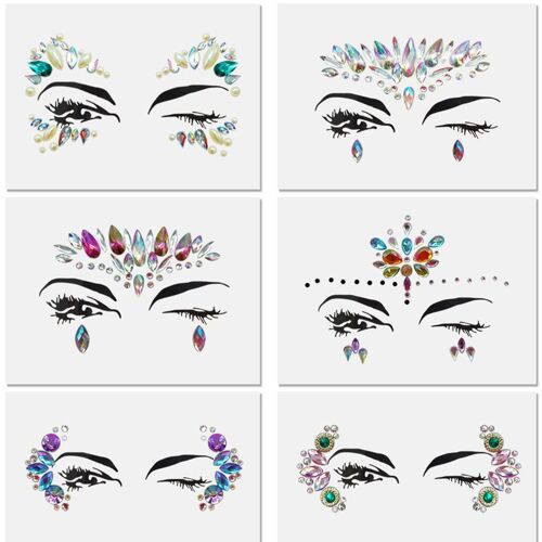 Autocollant pour le visage, paillettes de pierres précieuses 22